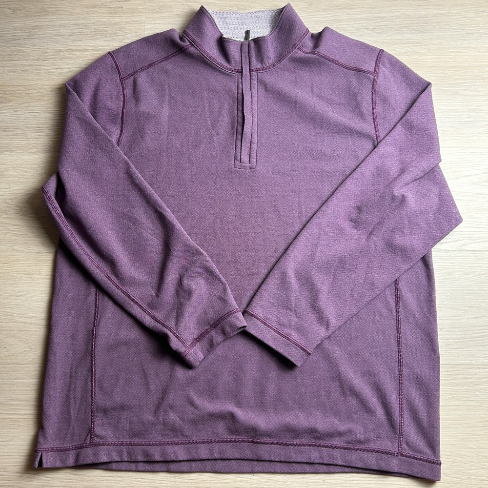 Tommy Bahama Mens 1/2 Zip Pullover Sweatshirt Purple Heathered Marlin Logo XL